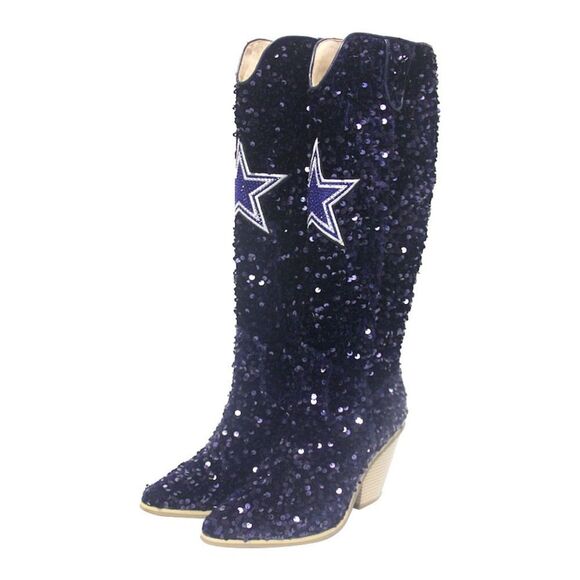 NFL DALLAS COWBOYS Heeled Boots Sequence Navy Size 9 Nwt - Picture 2 of 8